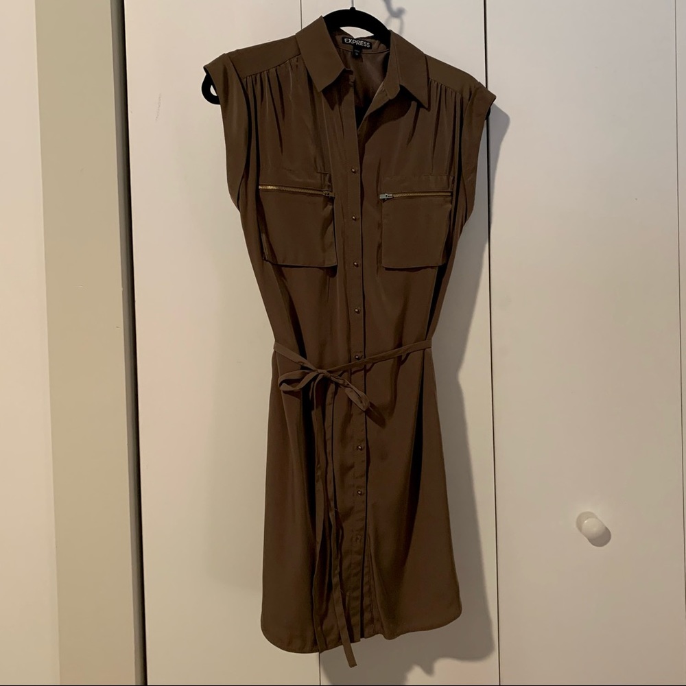 Express military style olive green dress